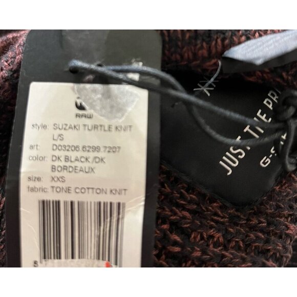 New G-Star Raw Suzaki Bordeaux Black Melange Turtle Neck Sweater Pullover - Picture 10 of 12